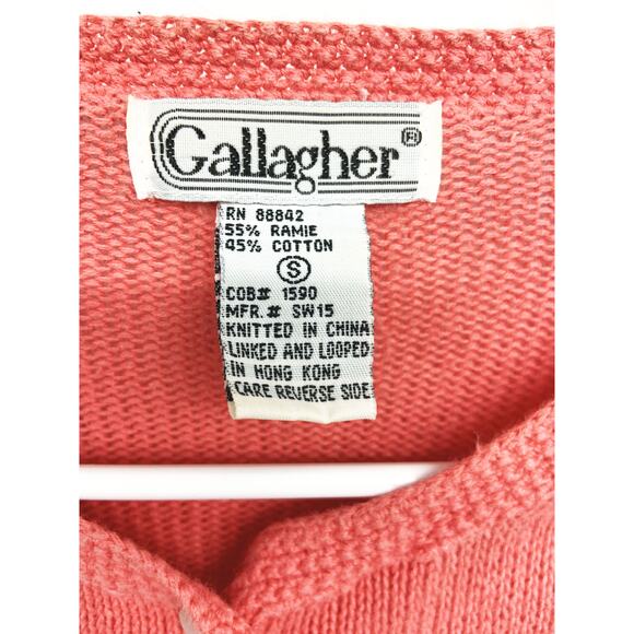 Womens Gallagher Coral Knitted Cardigan Button Up Size S - Picture 3 of 3